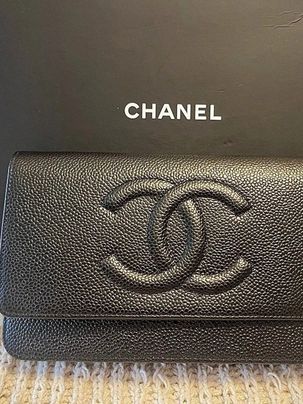 CHANEL Timeless CC Wallet on Chain WOC in Black